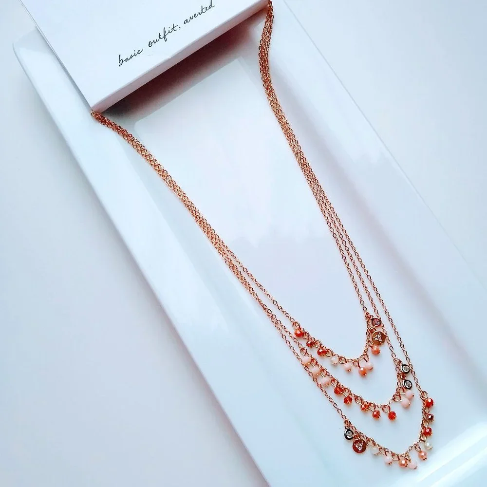 LOFT LAYERED BEADED DROP NECKLACE - Picture 3 of 7